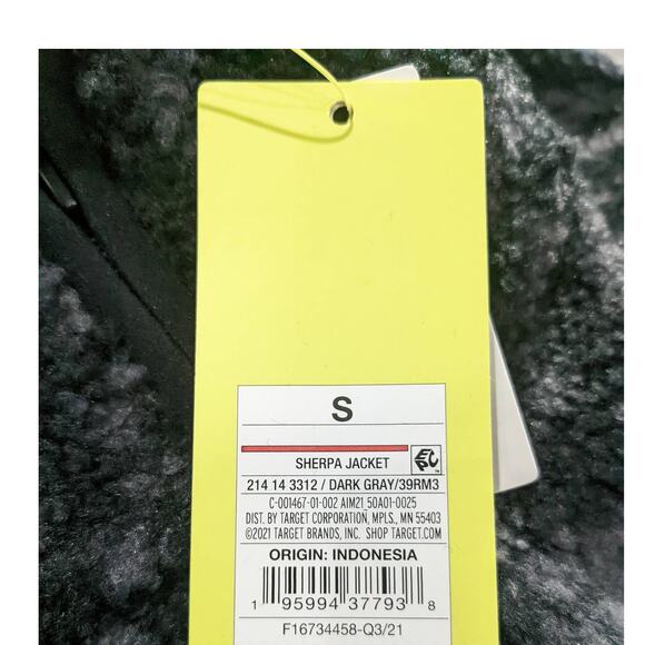 All in Motion Sherpa Animal Print Jacket Dark Gray S Zip Up Pockets Coat Casual - Picture 5 of 9